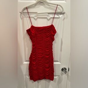 AKIRA Vibrant Red Ruched Mini Dress